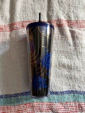 Starbucks Blue Rose Gold Accent Reusable Tumbler